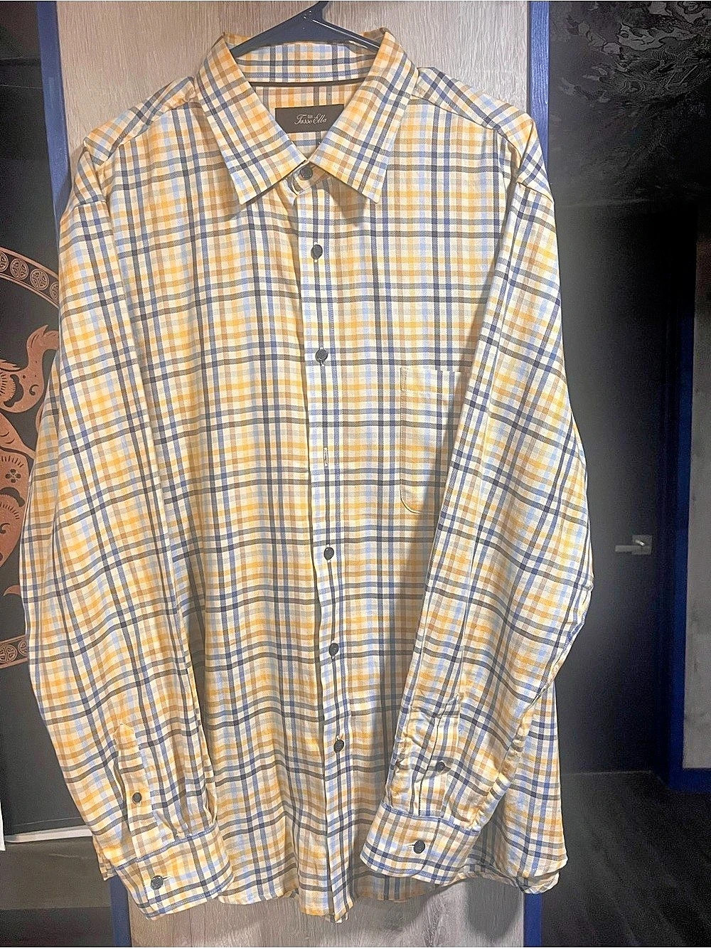 Tasso Elba Plaid Cotton Button Down Shirt XXL Like New